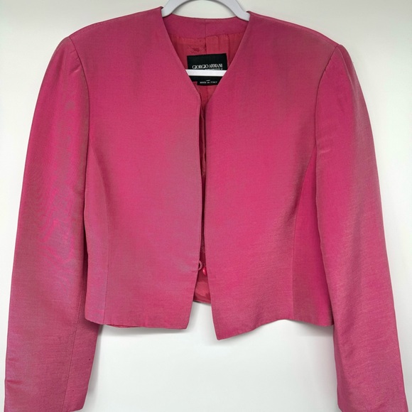 Giorgio Armani Vintage Pink Open Blazer Cotton Silk Blends Size 14 - Picture 11 of 11